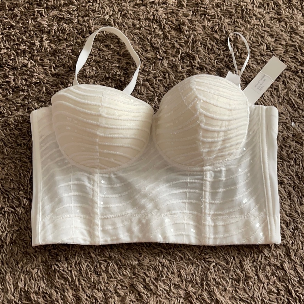 White bralette crop top